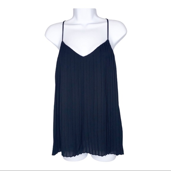 EXPRESS Black Pleated V-Neck Barcelona Cami S - Picture 1 of 6